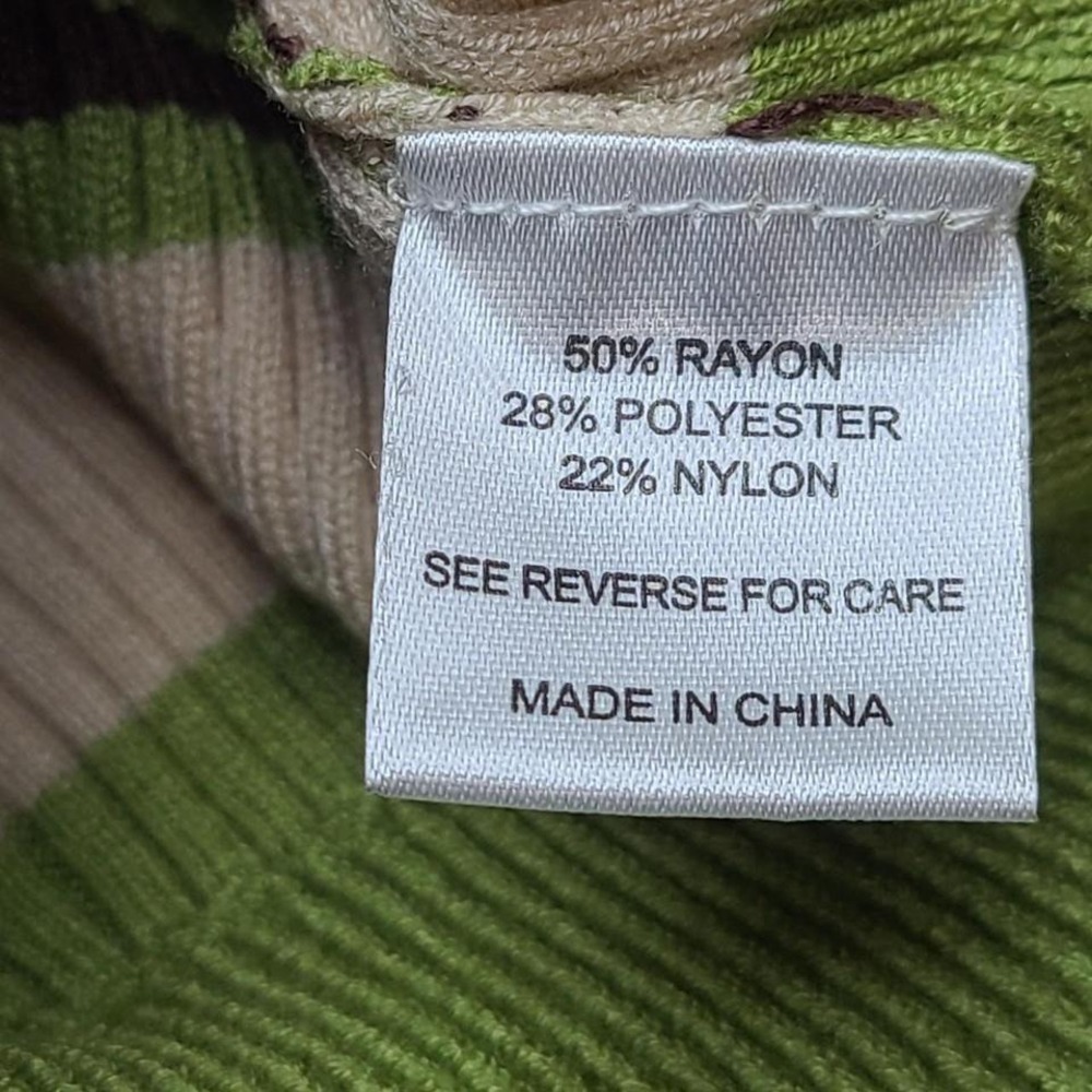 Witty Fox Sweater Vest Women Medium Green Striped New Zip Up Ribbed Knit Top - Picture 5 of 7